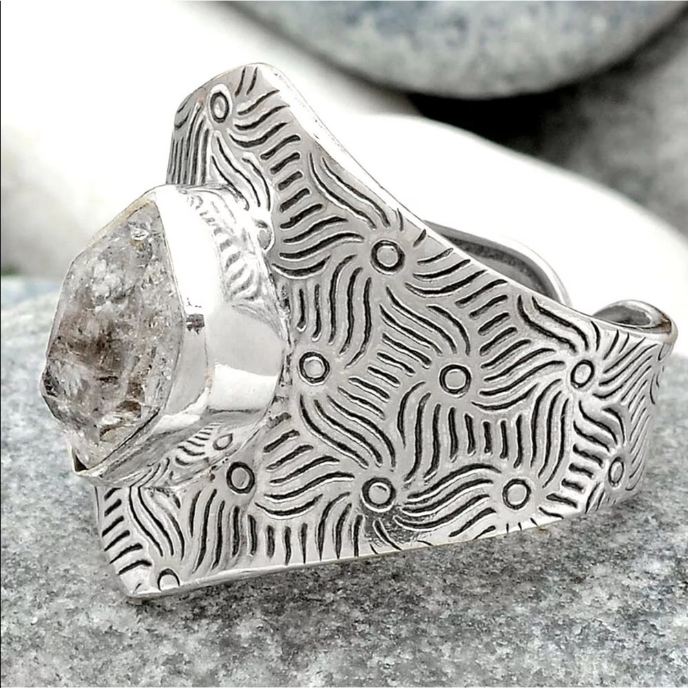 Herkimer diamond silver ring size 7.5 - Picture 2 of 4